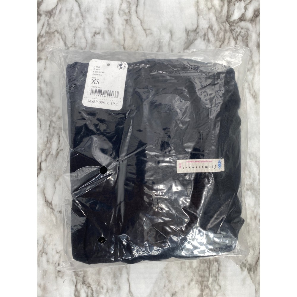 Free People NWT Sunny Set 2 Piece Sweatshirt Shorts Athleisure Set Black XS New - Picture 10 of 12